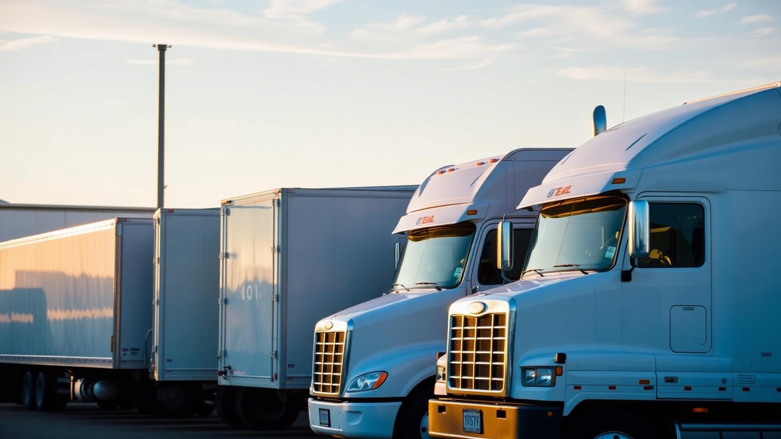 CRC company trucks and dry van trailers staged in the fleet yard